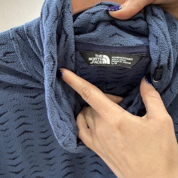 The North Face Sweater Womens Large Blue Cowl Neck Fleece Pullover Textured - Picture 2 of 6